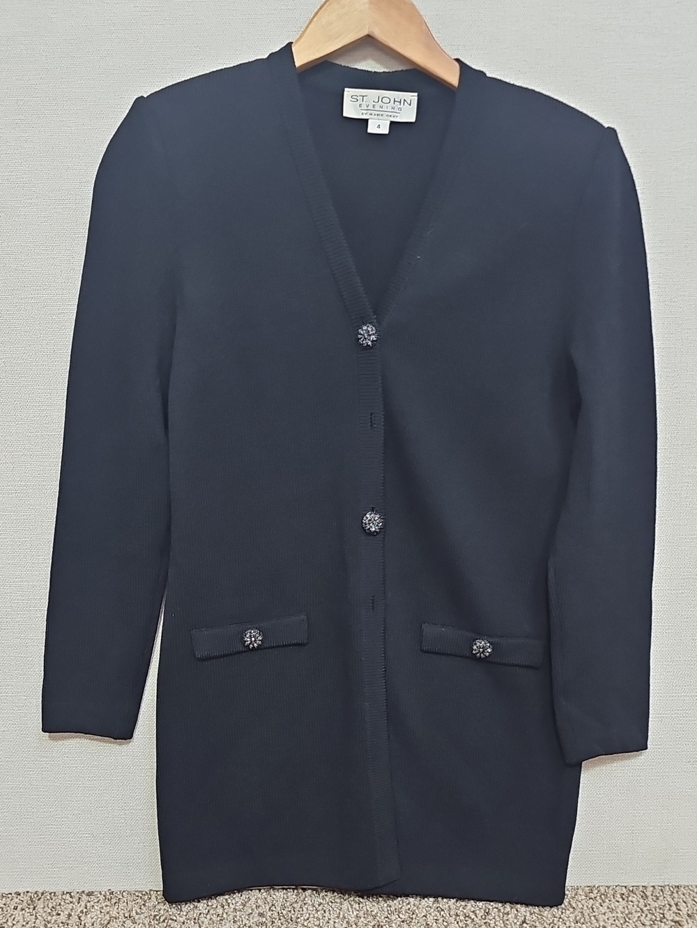 ST. JOHN EVENING CLASSIC BLACK KNIT CARDIGAN BFPM-09-098